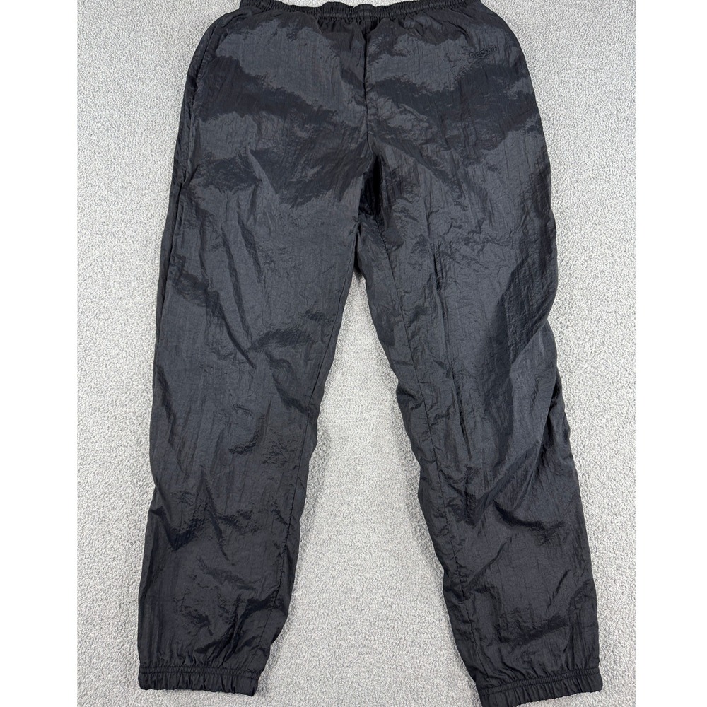 Vintage Reebok Track Pants Men's XL Black Nylon Lined Ankle Zip Elastic Waist